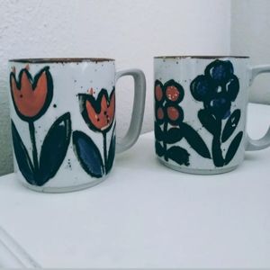 Vintage floral handpainted coffee mug set